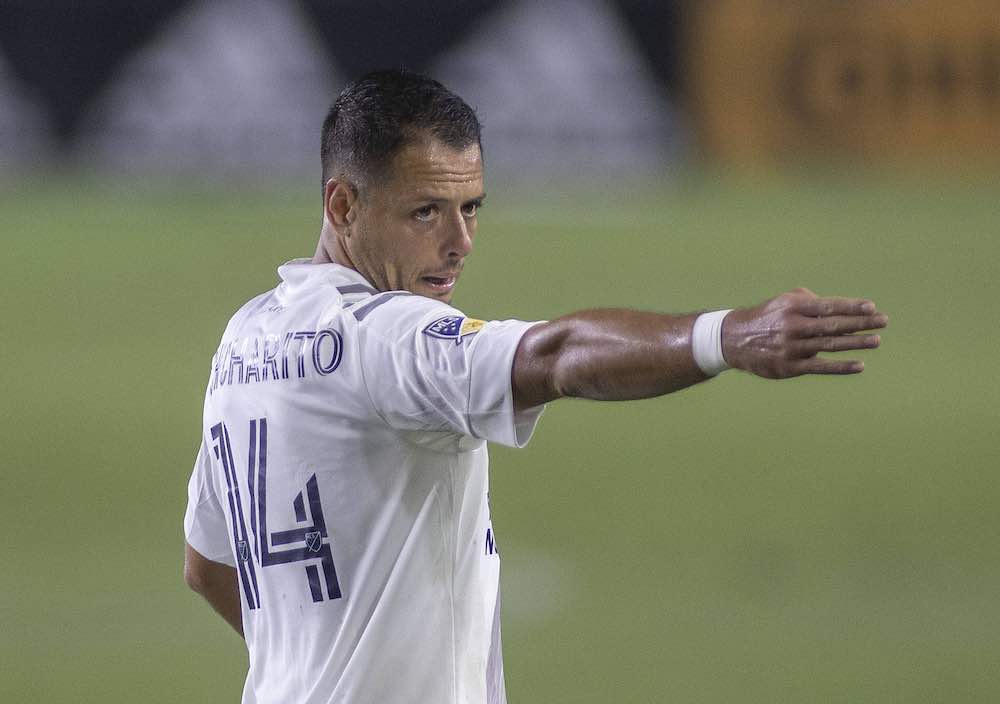 September 19, 2020, Carson, California, USA: Javier Chicharito Hernandez 14 of the LA Galaxy gives instructions during t