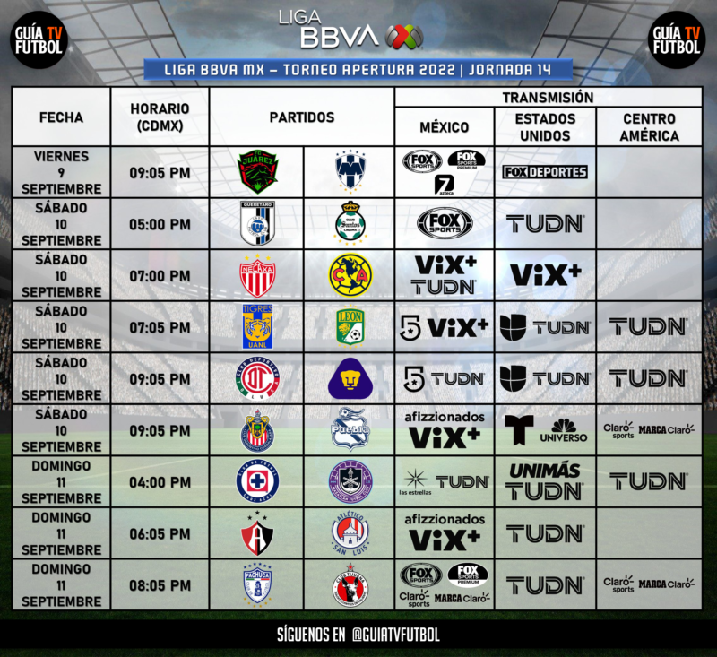 Agenda Liga MX 800x733 - Dónde y cómo ver los partidos de la jornada 14 LigaMX