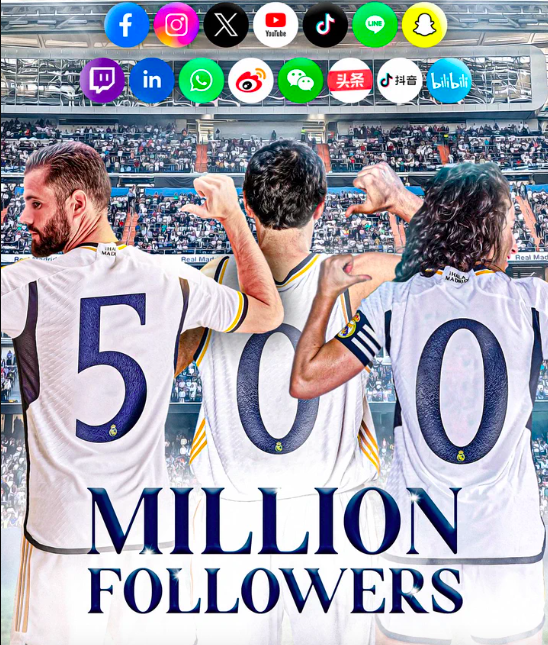 Real Madrid 1 - Real Madrid, primer equipo del mundo que supera los 500 millones de seguidores en redes sociales