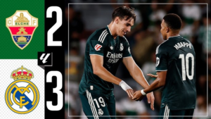 Real Madrid slightly edge past Elche in hard-fought 3-2 win
